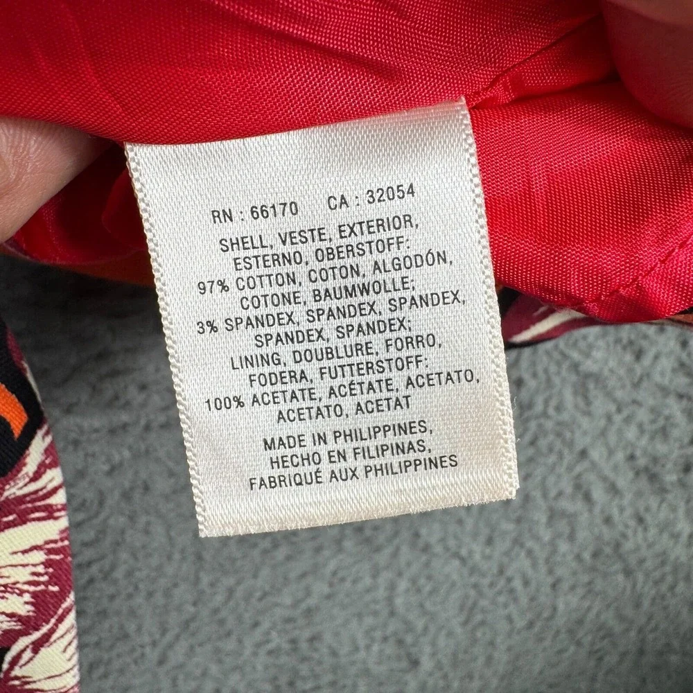 Anthropologie Maeve Mini Skirt Women 4 Hawaiian Floral Orange Stretch Clasp‎ Zip